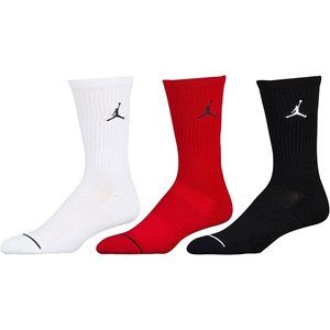 Air Jordan Jumpman 3 Pack Crew Socks Red/Black/White Size Large 8-12